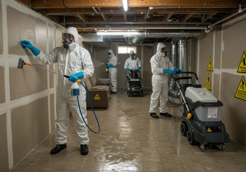 Basement Moisture Removal and Structural Drying process in New Brockton, AL